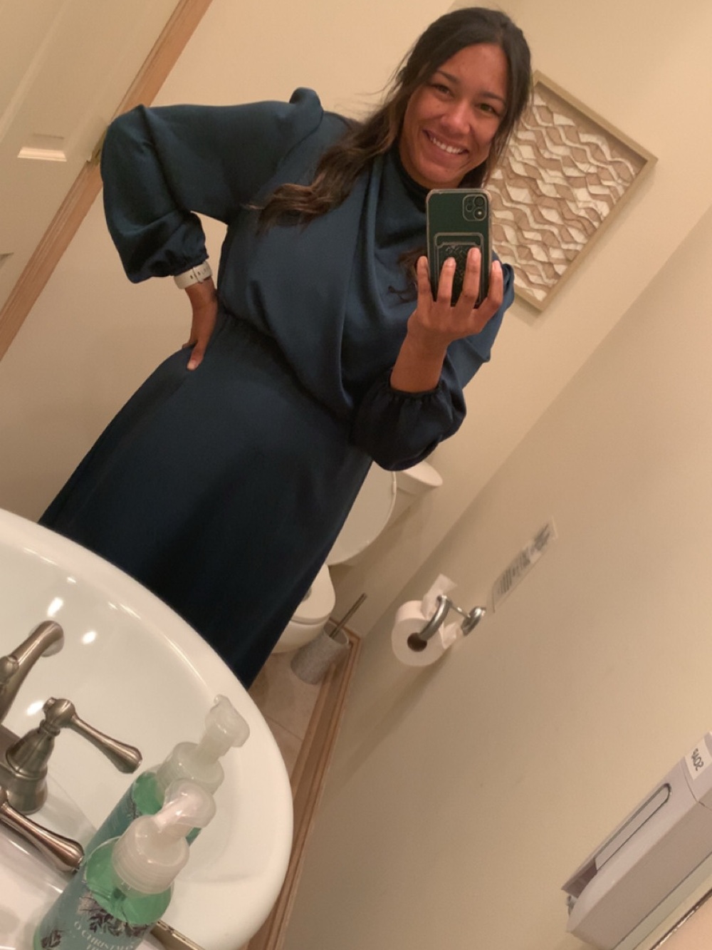 SHEIN Emerald Green Satin Midi Dress XL